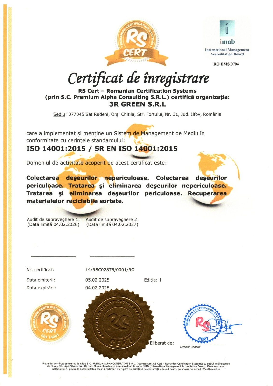 Certificat SR EN ISO 14001-2015